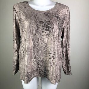 Onque Woman Scoop Neck Long Sleeve Abstract Animal Print Ultrasuede
